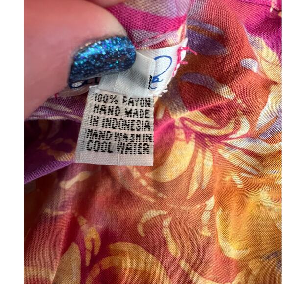 Del Sole Pink Floral Tunic Ruffle Hem Dress Size XXL - Picture 6 of 6